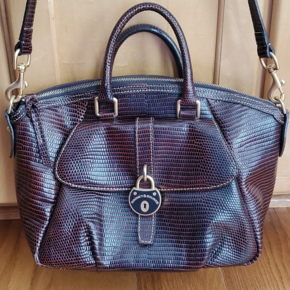 Dooney & Bourke Santorini Lizard Embossed Leather Satchel